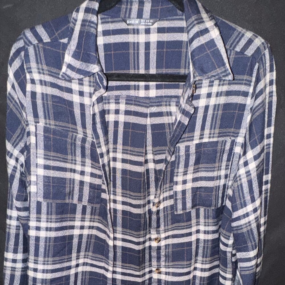 Navy Blue Button Up Flannel